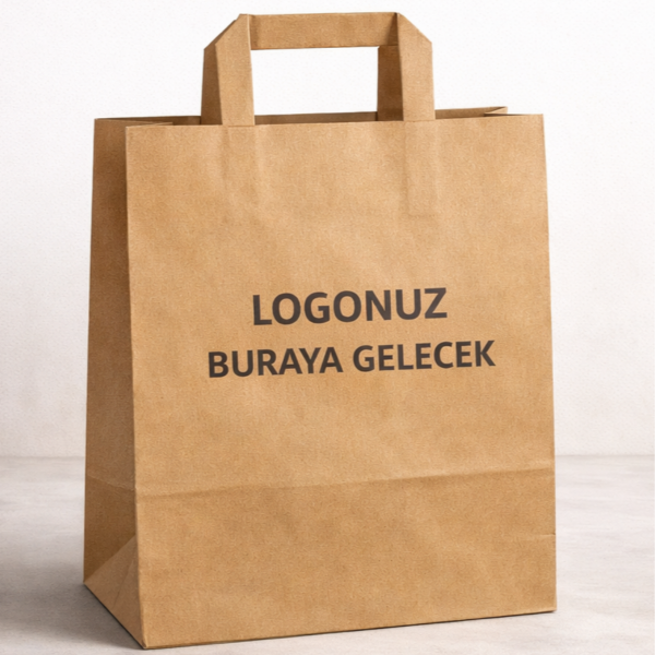 Baskılı Düz Saplı Kağıt Poşet Az Adetli Logolu Çanta