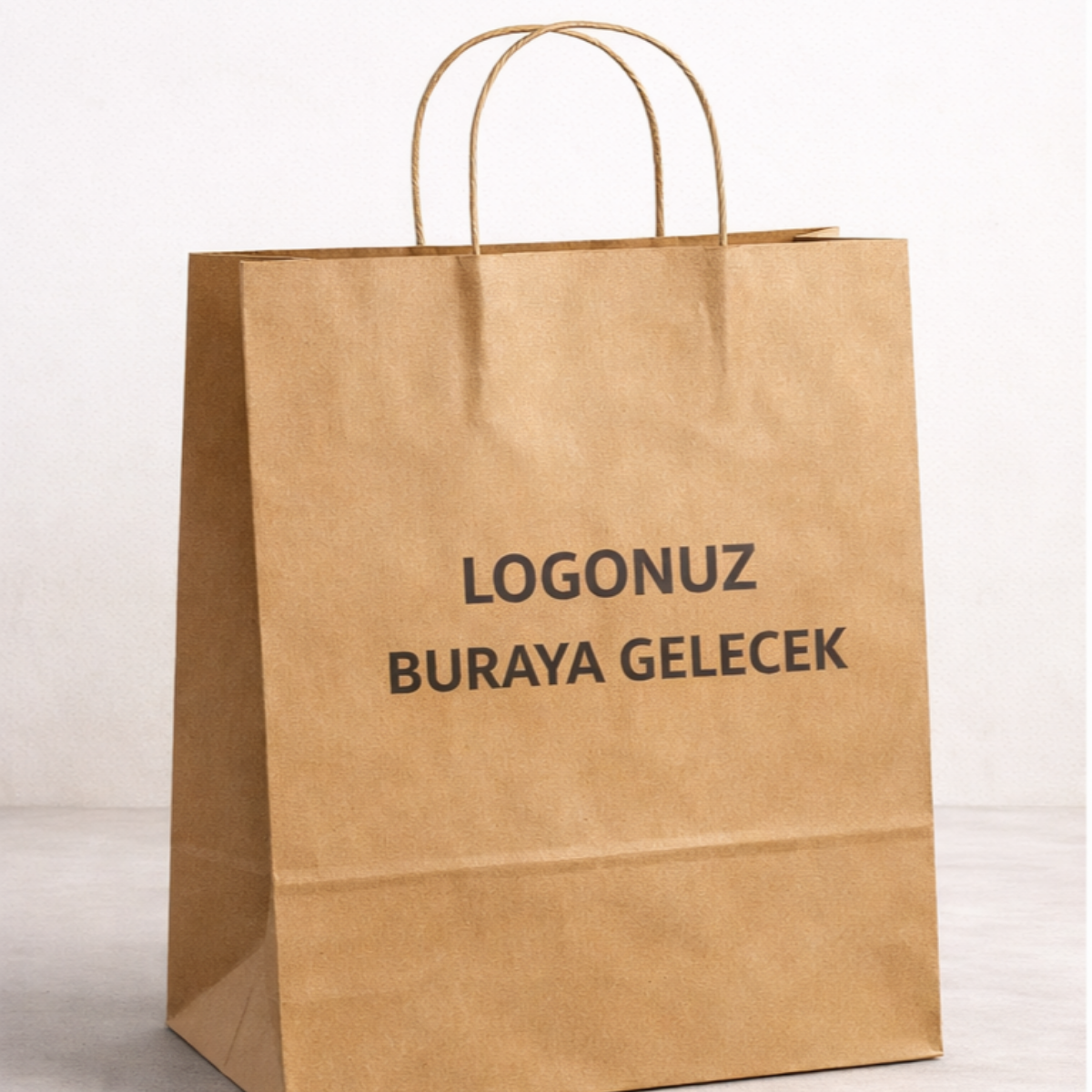 Logolu Baskılı Büküm Saplı Kraft Poşet Klişesiz Üretim